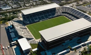 an exterior promotional venue picture of chase stadium with a sunny sky