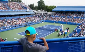 an exterior promotional venue picture of the fitzgerald tennis center during the day 