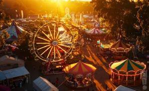 an aerial promotional picture of the lassen county fairgrounds