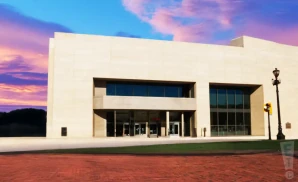 an exterior promotional picture of lyric opera house md with a sunset sky