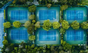 an aerial picture of the oasis tennis & pickleball club during the day 