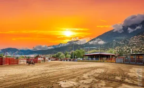 a realistic image of the prescott frontier days at sunset