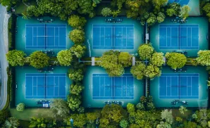 an aerial picture of the san jose state university - spartan tennis complex during the day 