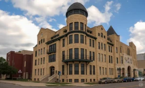 an exterior promotional venue picture of templelive wichita with a cloudy sky