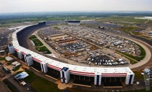 an aerial promotional venue picture of the texas motor speedway during the day