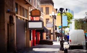an exterior promotional venue picture of the american comedy co.