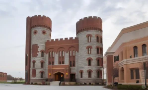 a promotional venue picture of the armory at mgm, springfield, taken from across the street during the day