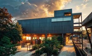 a photograph of the eastern in atlanta, georgia, captured at sunset.