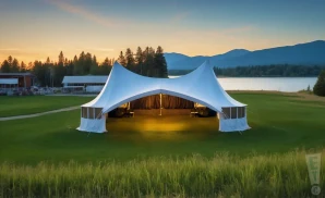 a photograph of the festival at sandpoint in sandpoint, idaho, captured at sunset. 