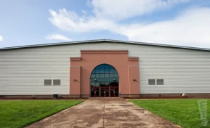 an exterior promotional venue photograph of the pavilion at oregon state fairgrounds