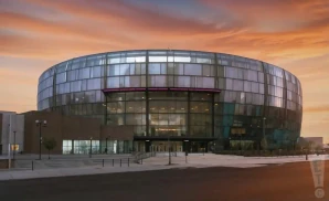 an exterior picture of the t-mobile center from across the street