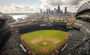 t-mobile park in seattle washington as seen from an aerial view during the day