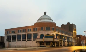a promotional venue picture of the uptown theater kc taken from across the street during the night
