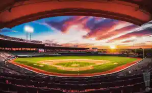 usa softball hall of fame stadium as seen at sunset