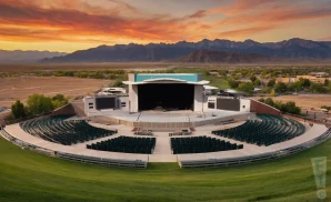 a concert in the utah first credit union amphitheatre at salt lake city in daylight.