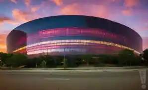 an exterior picture of the xcel energy center from across the street