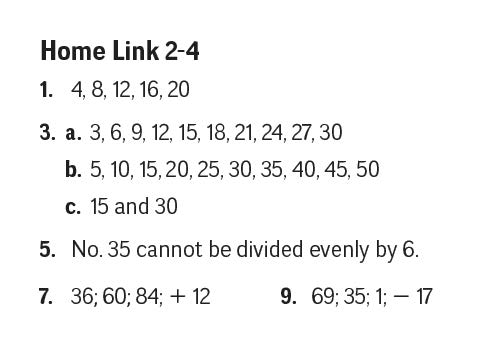 Everyday Math Home Links Grade 4 Answers