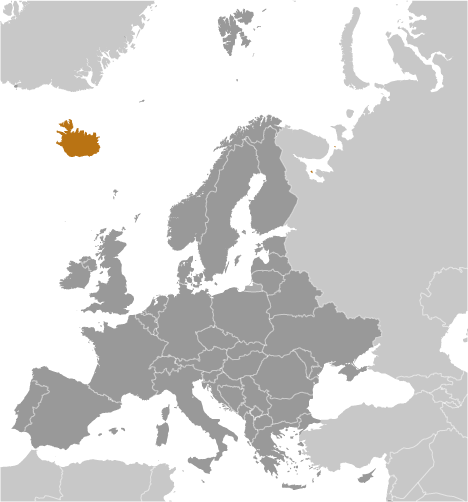 Iceland is located northwest of Europe