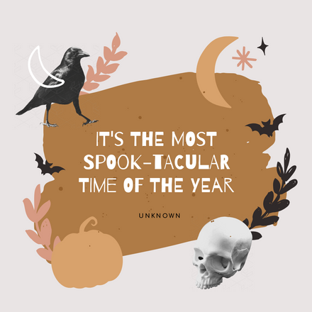 Halloween Quote Handdrawn Crow Skull Easil