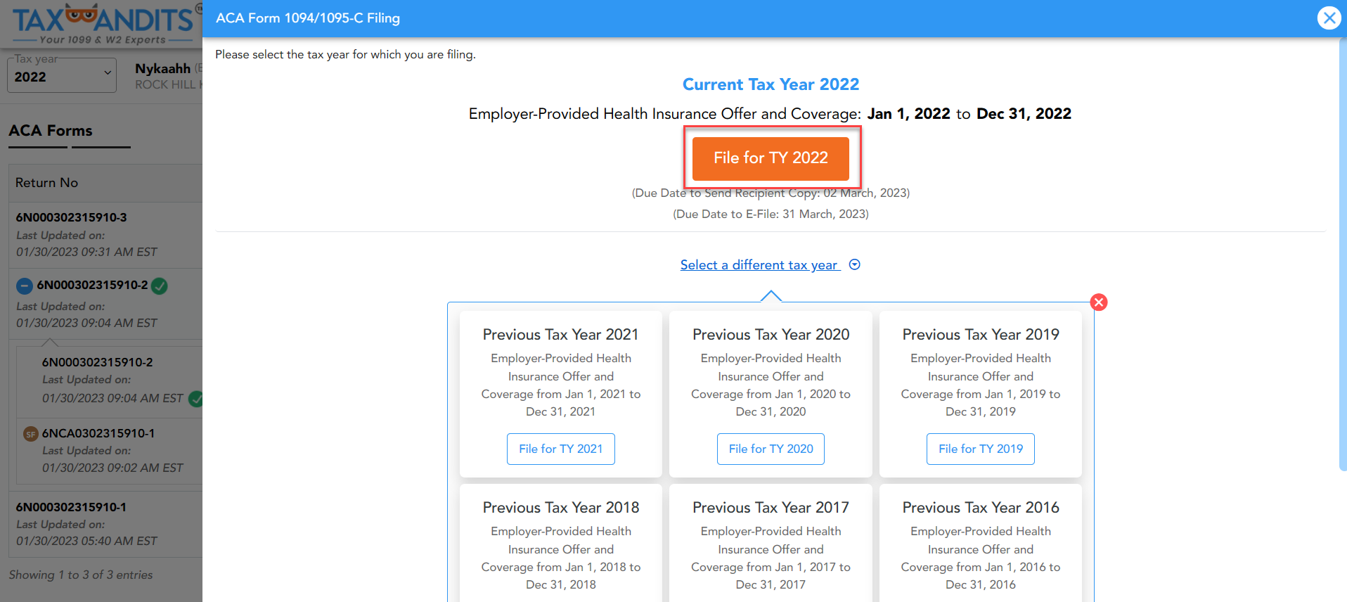How to bulk upload my 1095 form data?
