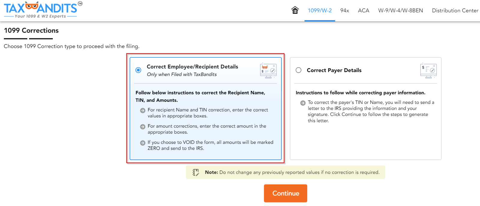 How do I correct Payer Name and/or TIN in 1099s?