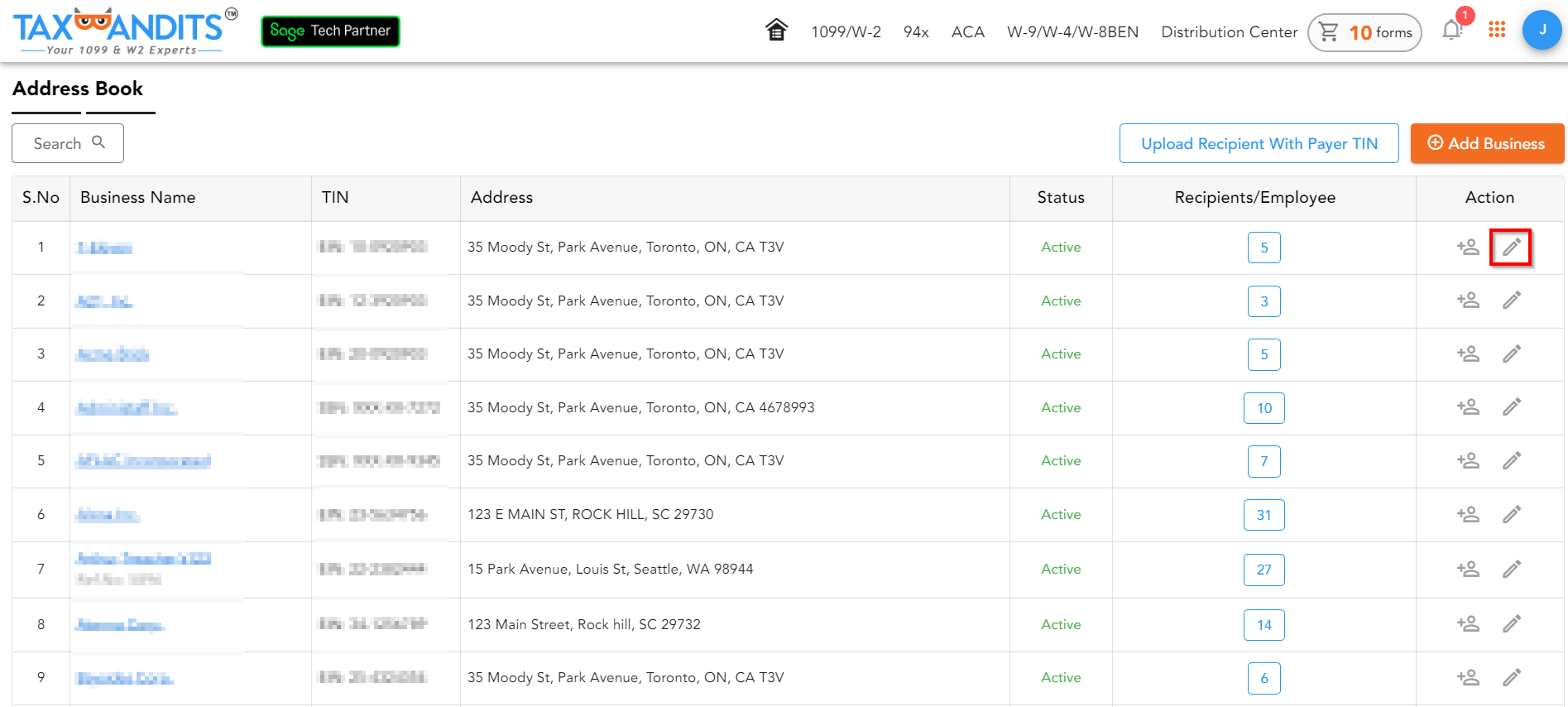 How to update Business information after importing data from Sage