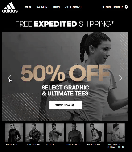Email screenshot from eWatches that shows a countdown timer located at the top of the email