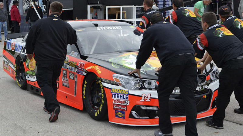 a race team with a car