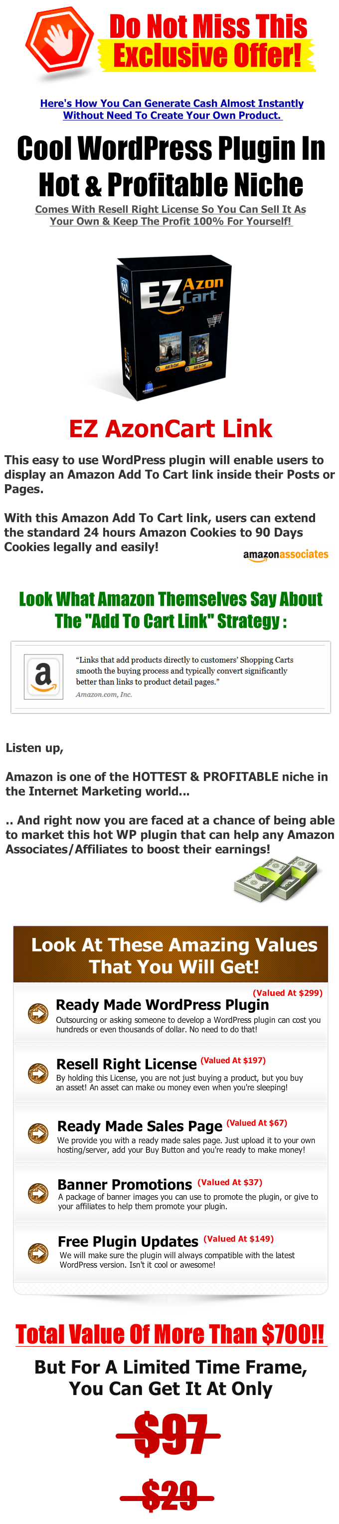 EZ AzonartLink WP Plugin with Resell Right License