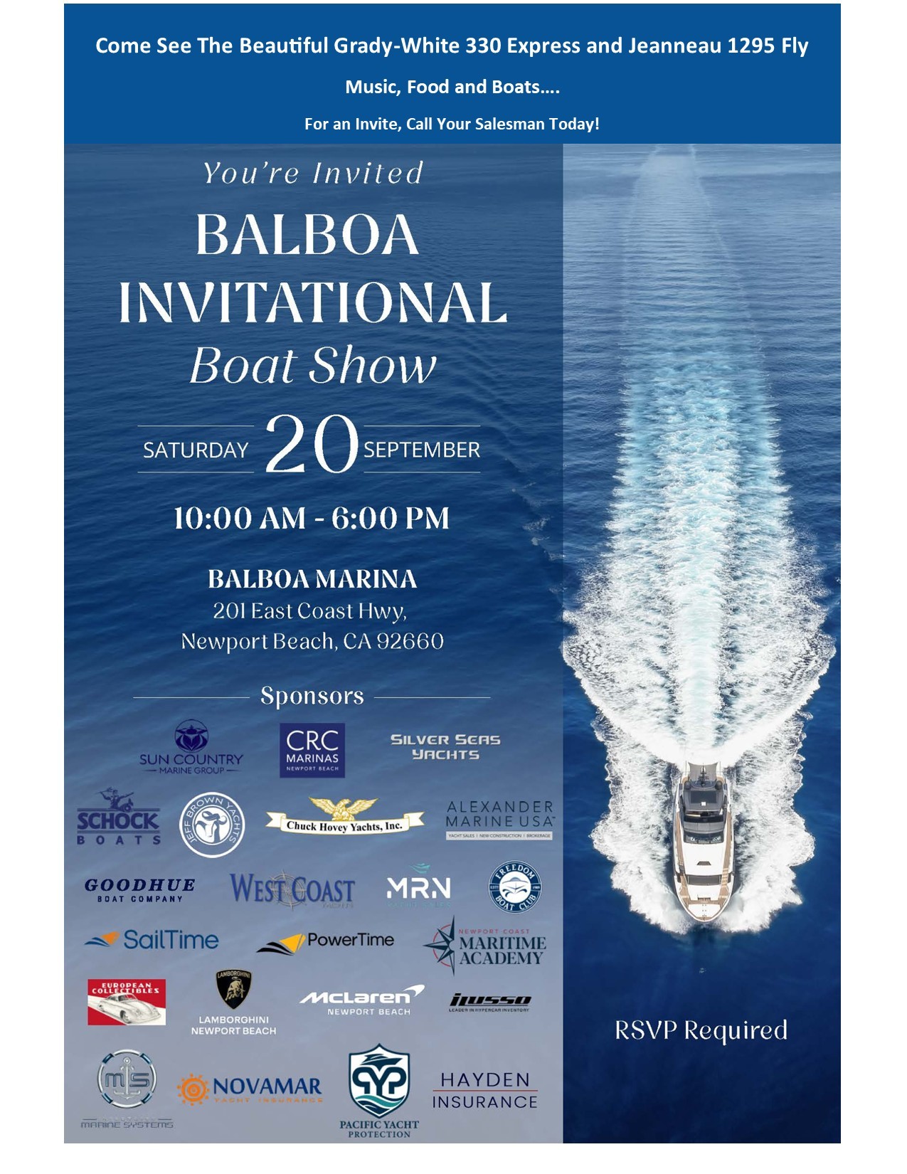 Balboa Invitational Boat Show, CRC         Sat Sept 20, 2025   10 am - 6 pm