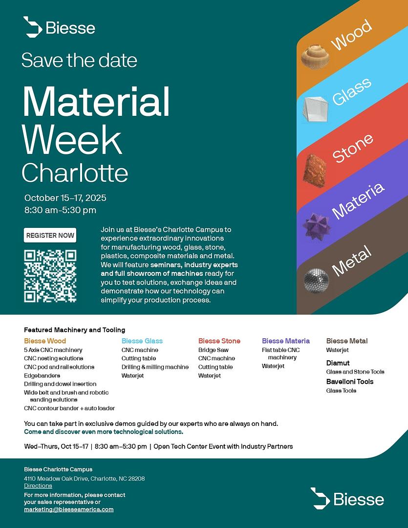 Biesse Material Week - Oct 15-17 Save the Date 
