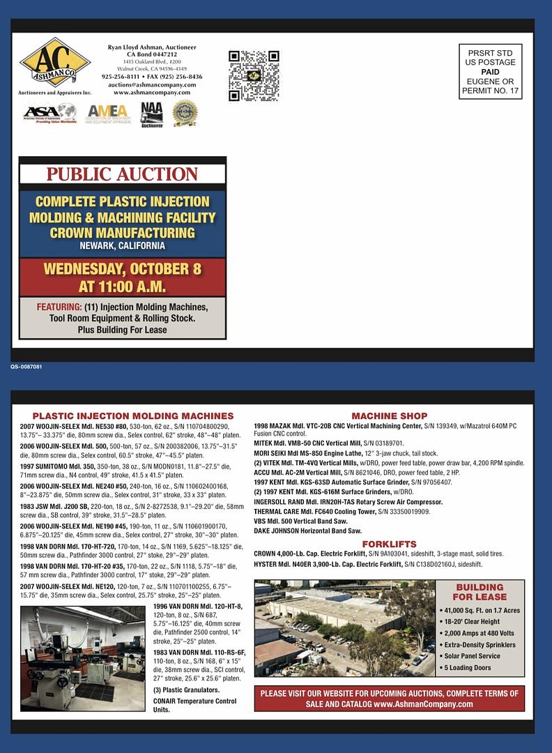 PLASTIC INJECTION MOLDING & MACHINING FACILITY