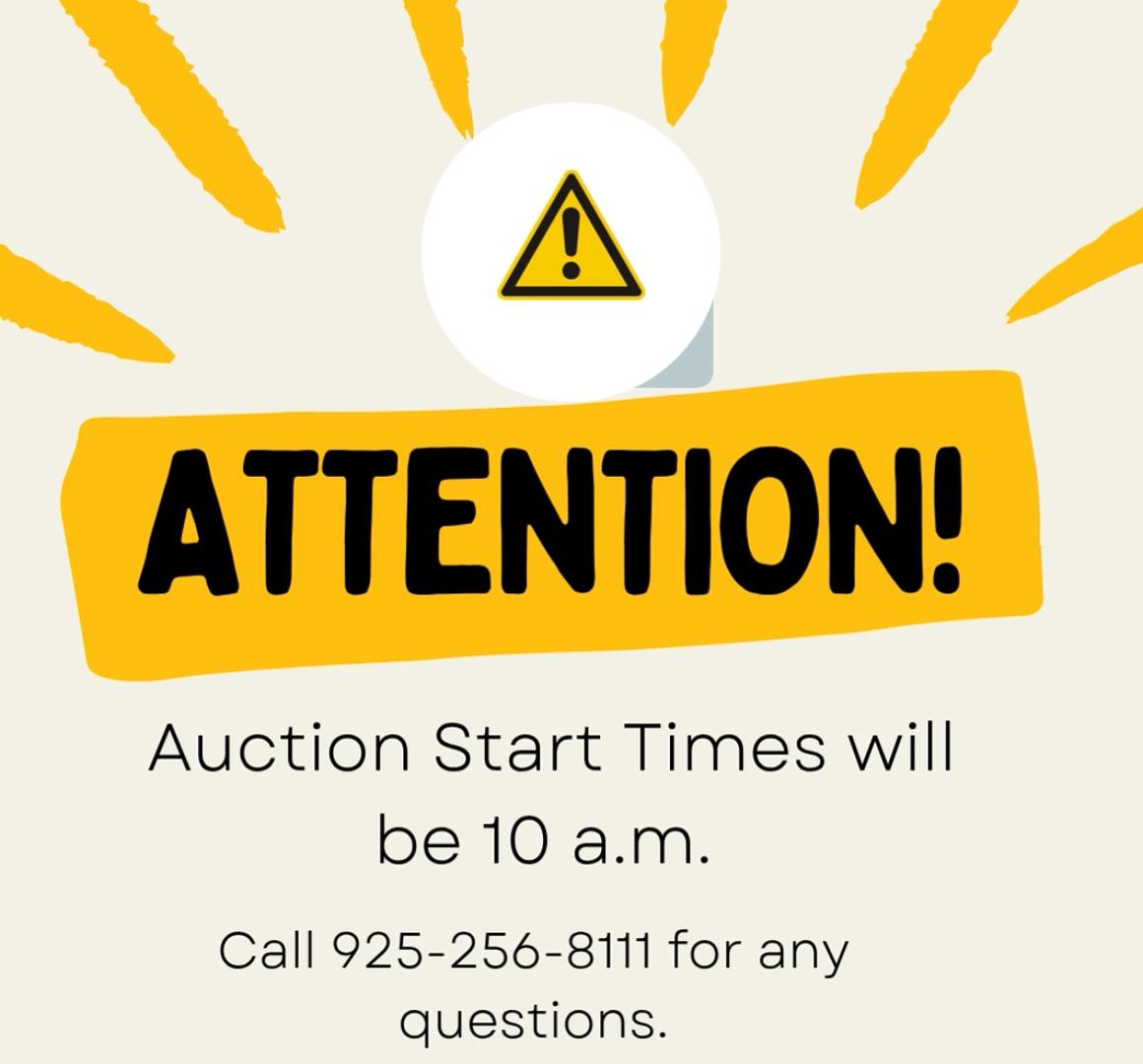 Auction Start Times Will be 10 a.m.