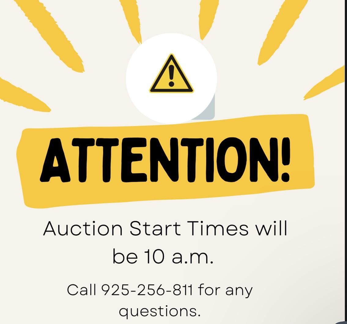 Auction Start Times Will be 10 a.m.