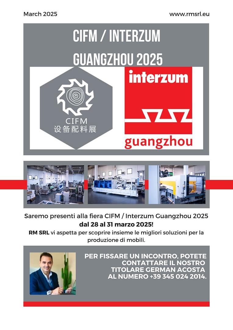 Saremo presenti alla fiera CIFM / Interzum Guangzhou dal 28 al 31 marzo 2025!