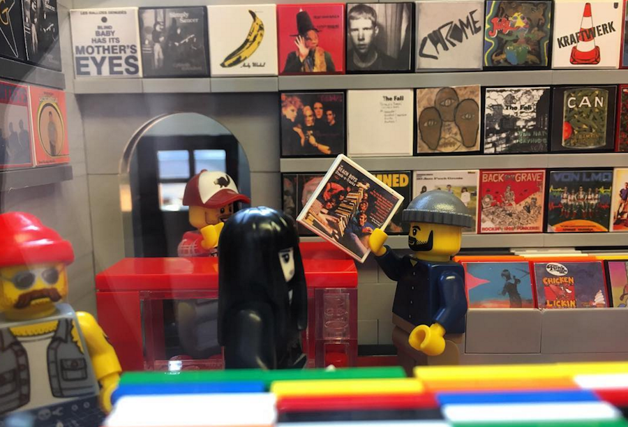 Someone made a record store out of Legos and we want to go