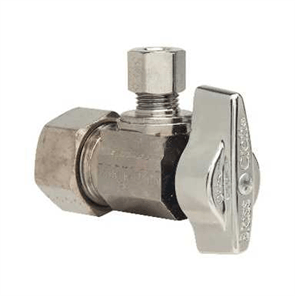 1/2 x 1/4 in 1/4 Turn Angle Stop, Compression, Lead Free, Chrome ...