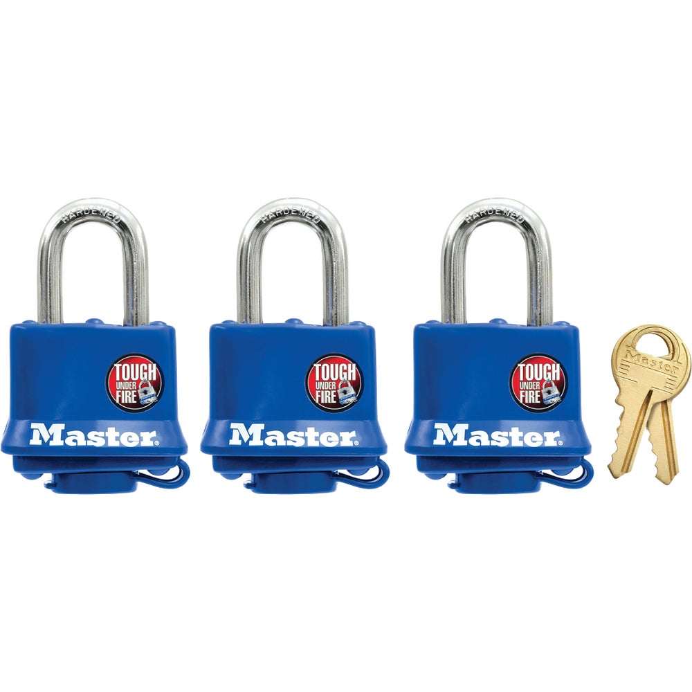 Master Lock 312TRI Master Lock Blue Covered Laminated Steel Pin Tumbler