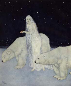 Dreamer of Dreams by Edmund DuLac Woman with two polar bears.