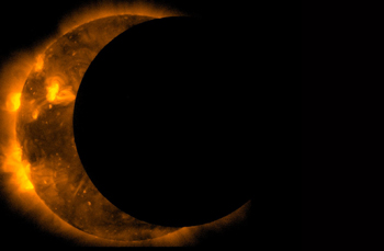 The sun shows as a crescent during an eclipse. Courtesy of NASA