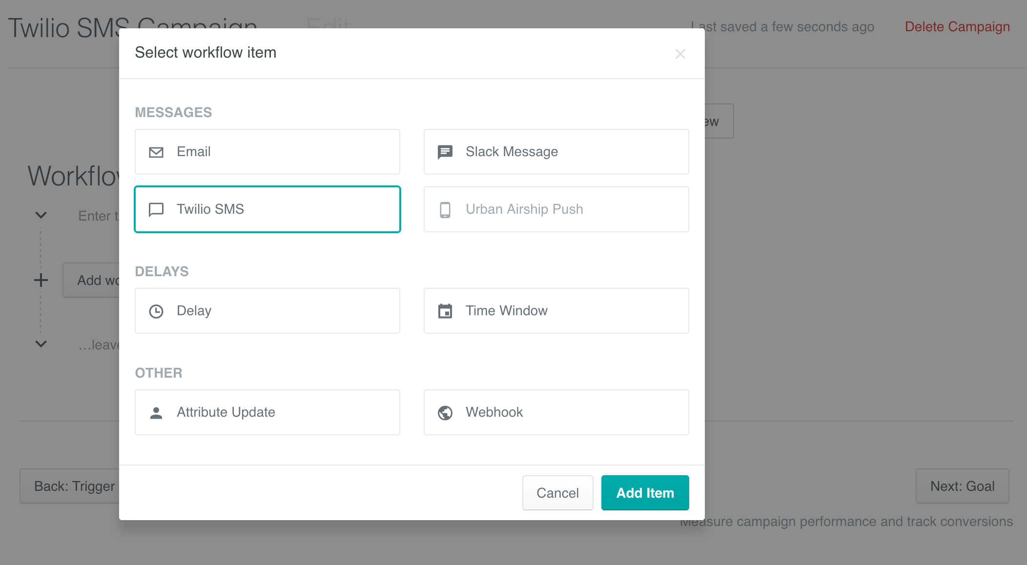 Campaign Setup - Add Twilio SMS