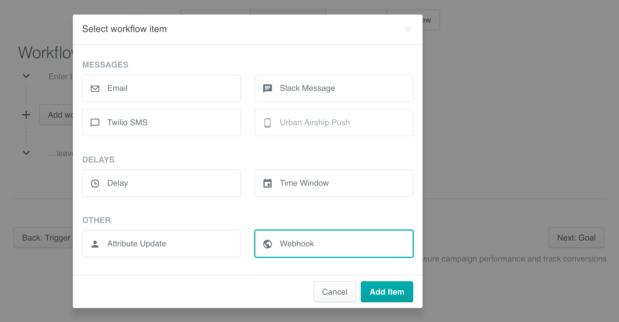 Webhook action - Add webhook