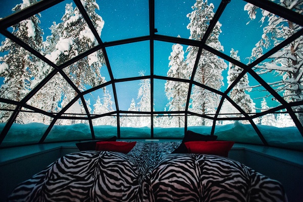 An igloo bedroom at Kakslauttanen in Lapland, Finland.