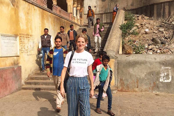 Carol Miltimore at Galtaji in Jaipur, India.