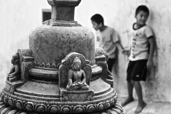 Children playing at Swayambhu in Kathmandu, Nepal