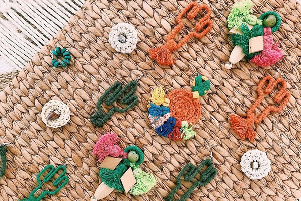 Hilaria handmade earrings at Mercado Organico.