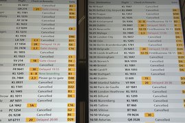 Cancelled flights at the airport