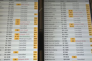 Cancelled flights at the airport