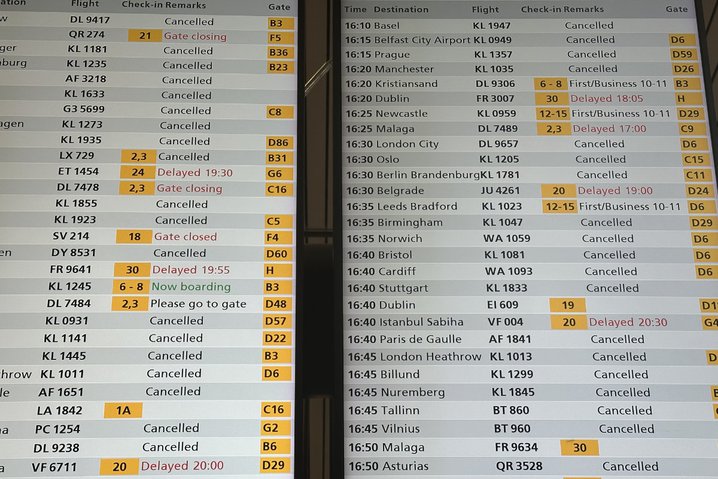 Cancelled flights at the airport