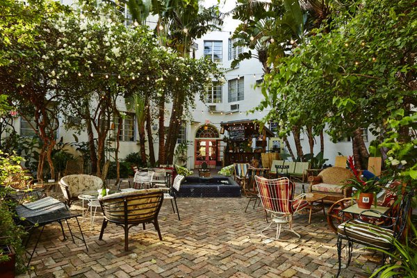 The patio at the Freehand Miami.